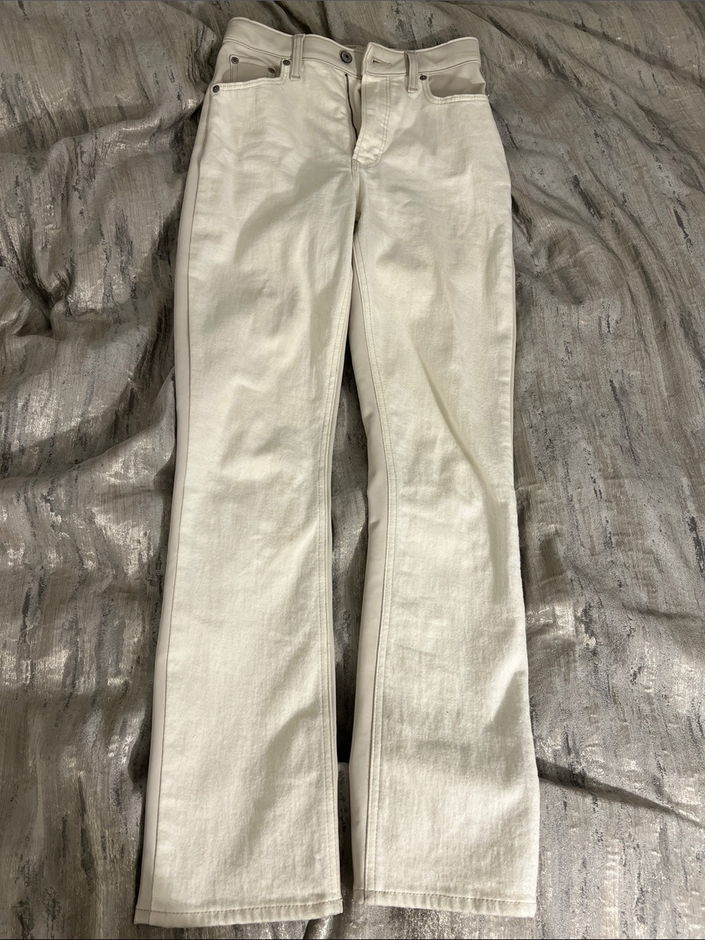 Abercrombie and Fitch slim straight ultra high rise denim/leather pants